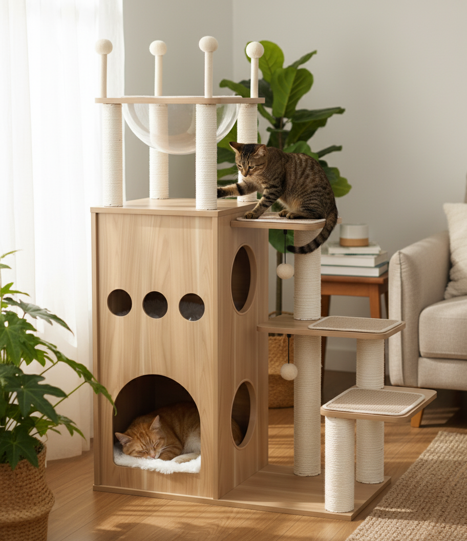 Cubéria™ – Arbre à chat design en bois multi-espaces
