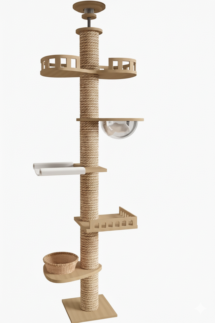 Arbre à chats XXL fixation sol-plafond "Tour d’Ambre"