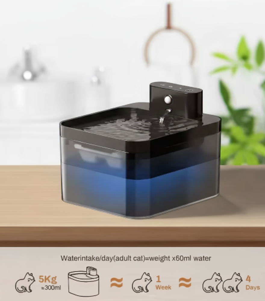 AquaSense™ – Fontaine à eau sans fil pour chats & petits chiens