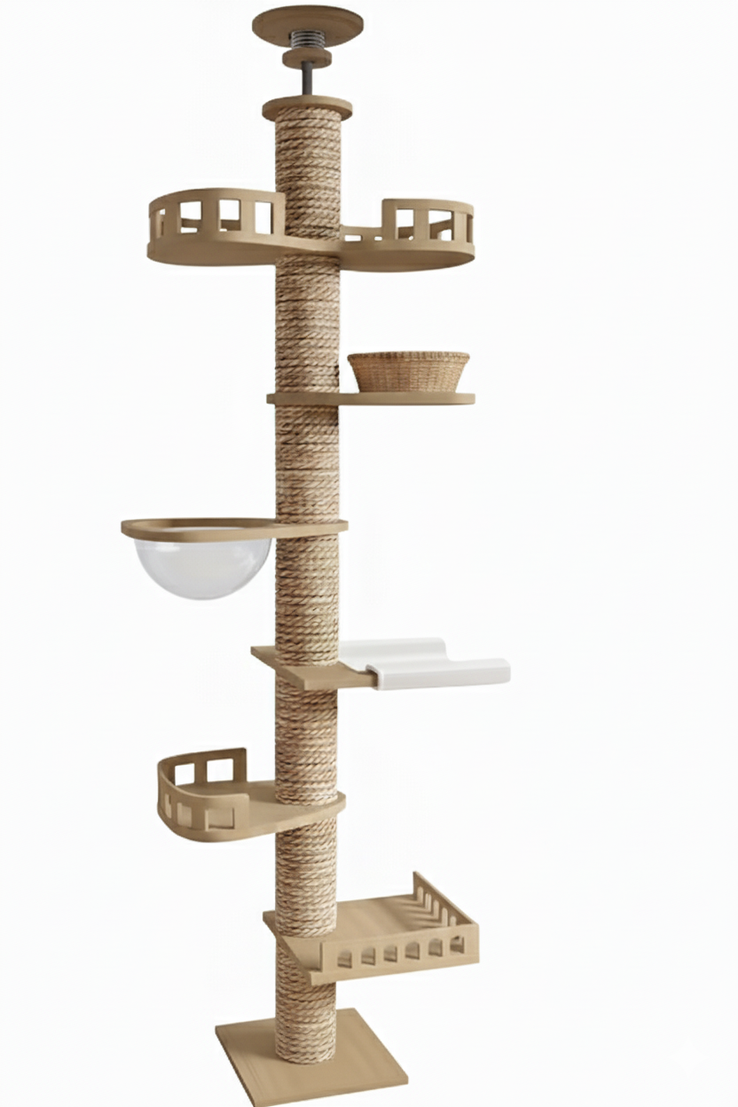 Arbre à chats XXL fixation sol-plafond "Tour d’Ambre"