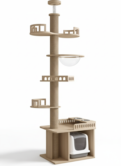 Arbre à chats XXL fixation sol-plafond "Tour d’Ambre"