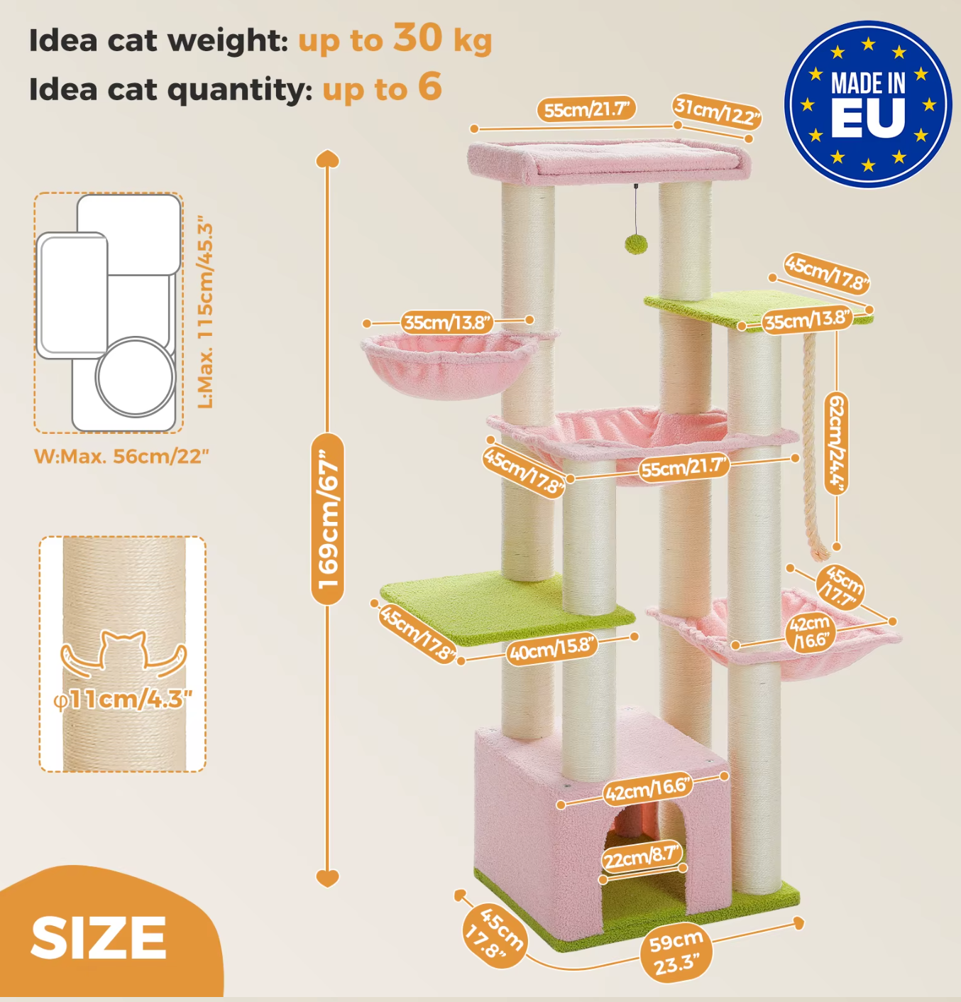 Tour Royale XXL™ – Arbre à chat robuste et majestueux pour grands félins