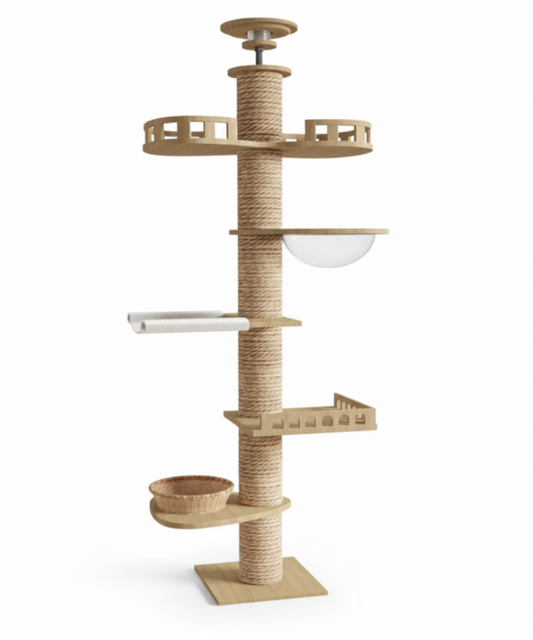 Arbre à chats XXL fixation sol-plafond "Tour d’Ambre"