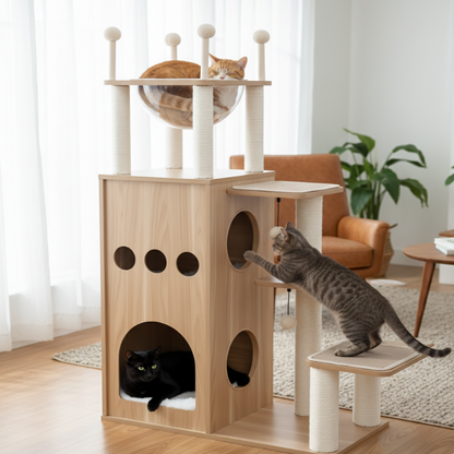 Cubéria™ – Arbre à chat design en bois multi-espaces