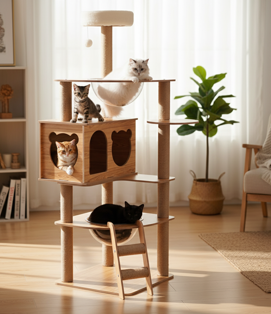 Tour d’escalade “Cosy Loft” – Arbre à chat design pour appartement moderne