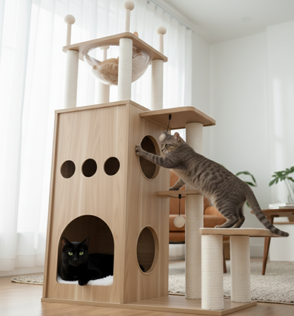 Cubéria™ – Arbre à chat design en bois multi-espaces