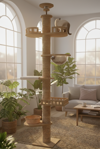 Arbre à chats XXL fixation sol-plafond "Tour d’Ambre"