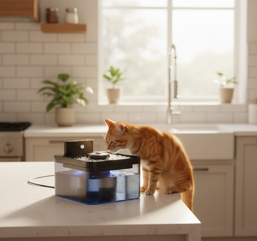 AquaSense™ – Fontaine à eau sans fil pour chats & petits chiens