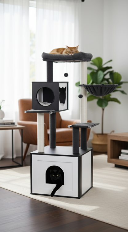 UrbanNest™ – Arbre à chat multi-niveaux en bois