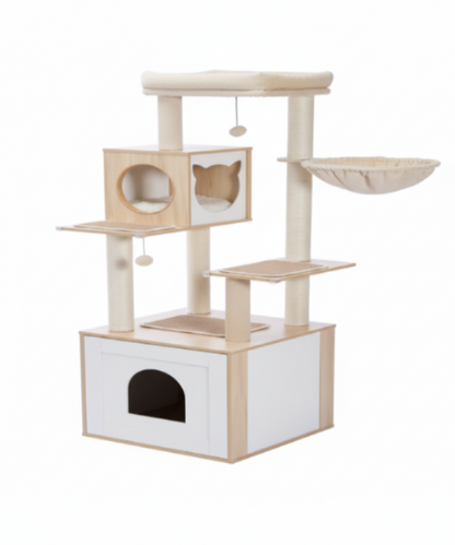UrbanNest™ – Arbre à chat multi-niveaux en bois